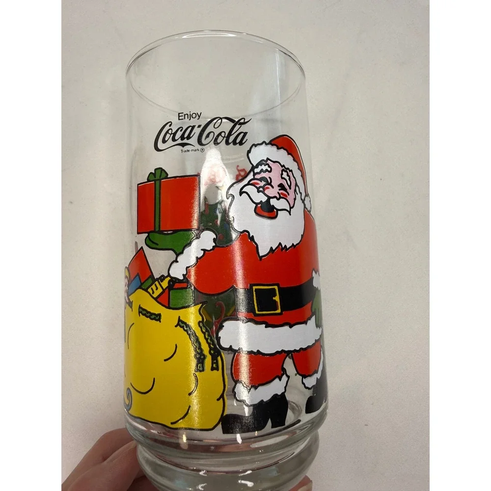 Set of 6 McCrory 100th Anniversary Coca-Cola Christmas Tumbler Glasses‎ Vintage